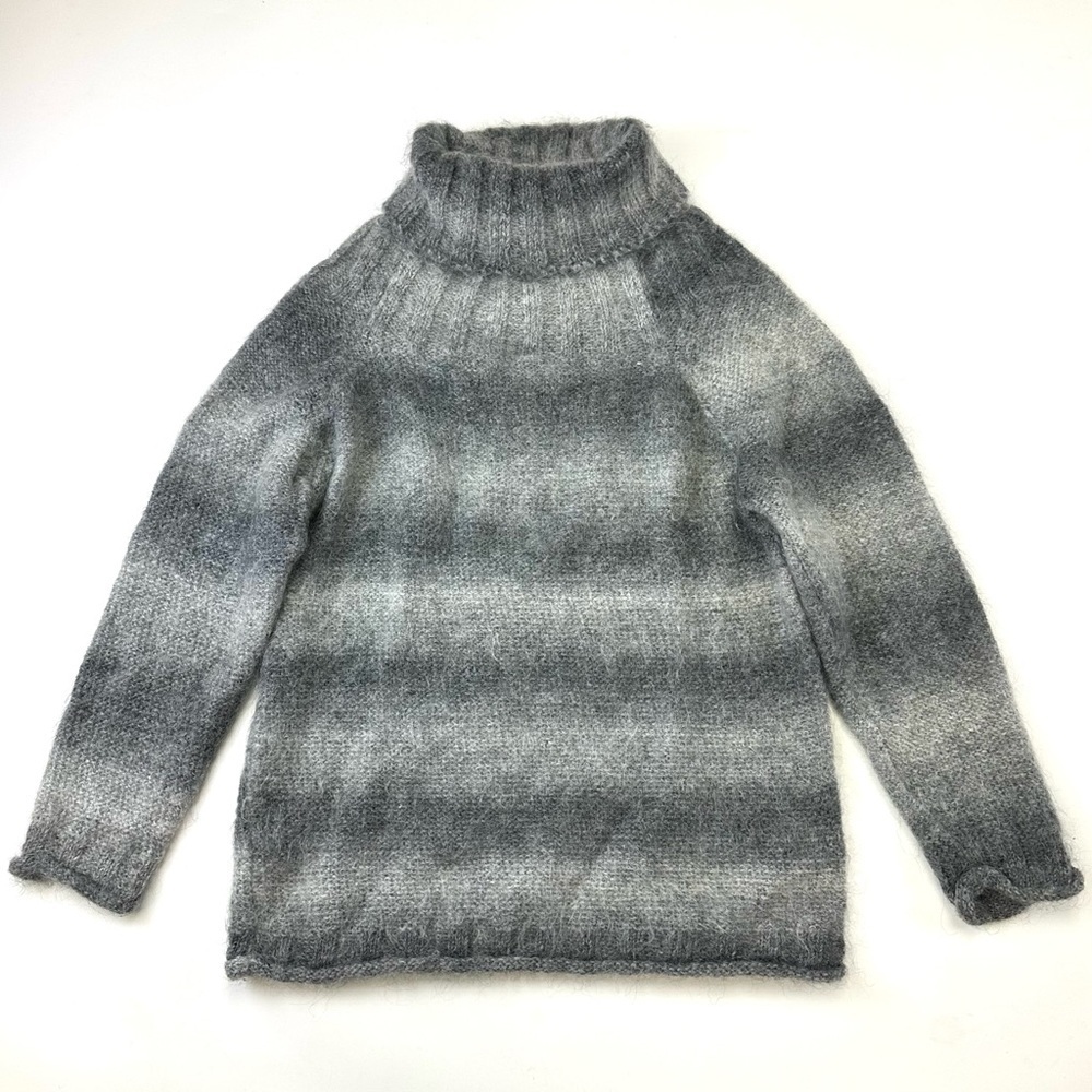 Vintage 90s grey mohair turtleneck sweater Womens ombre